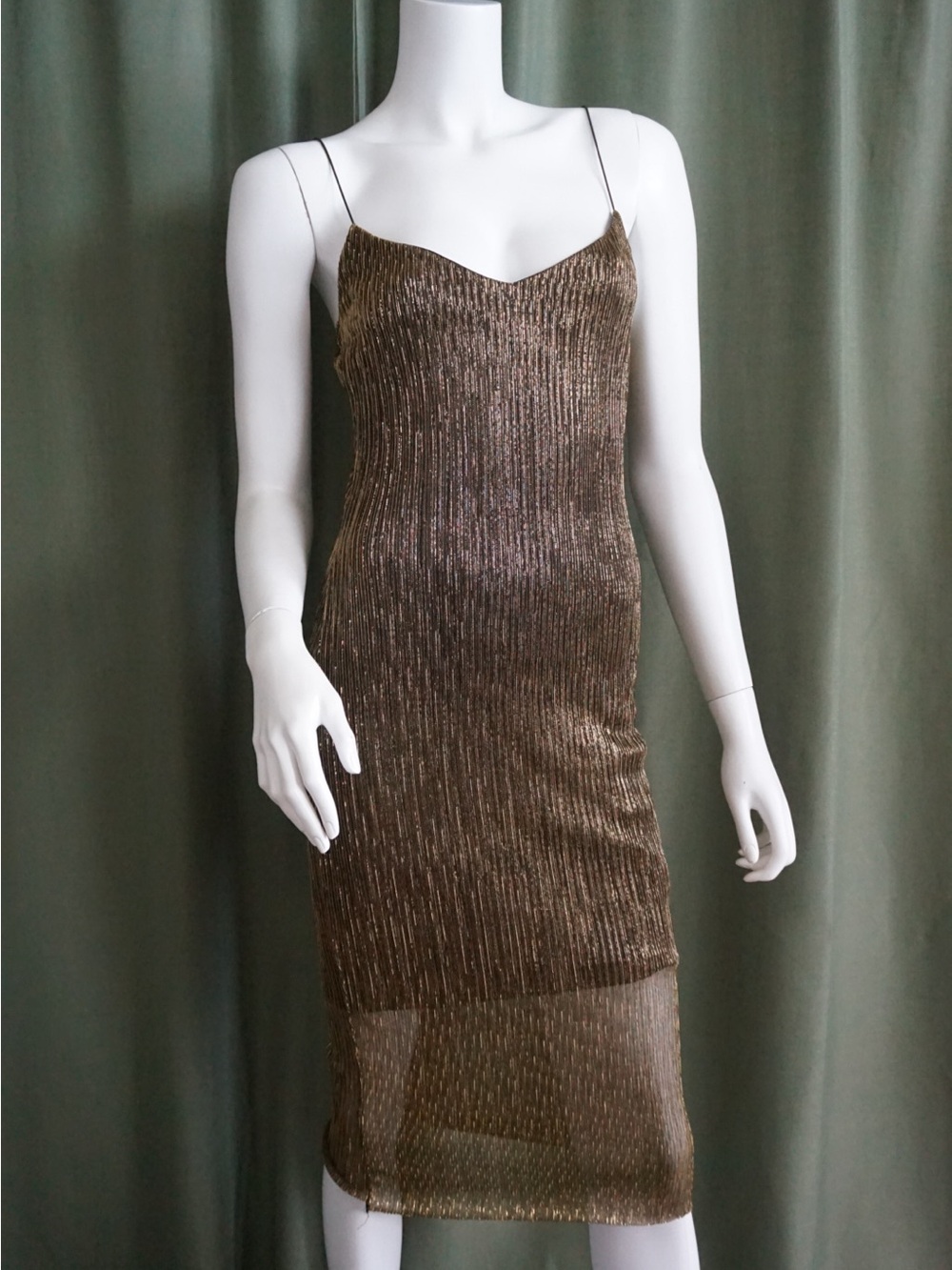 Akira Gold & Black Spaghetti Strap Dress - Size Large